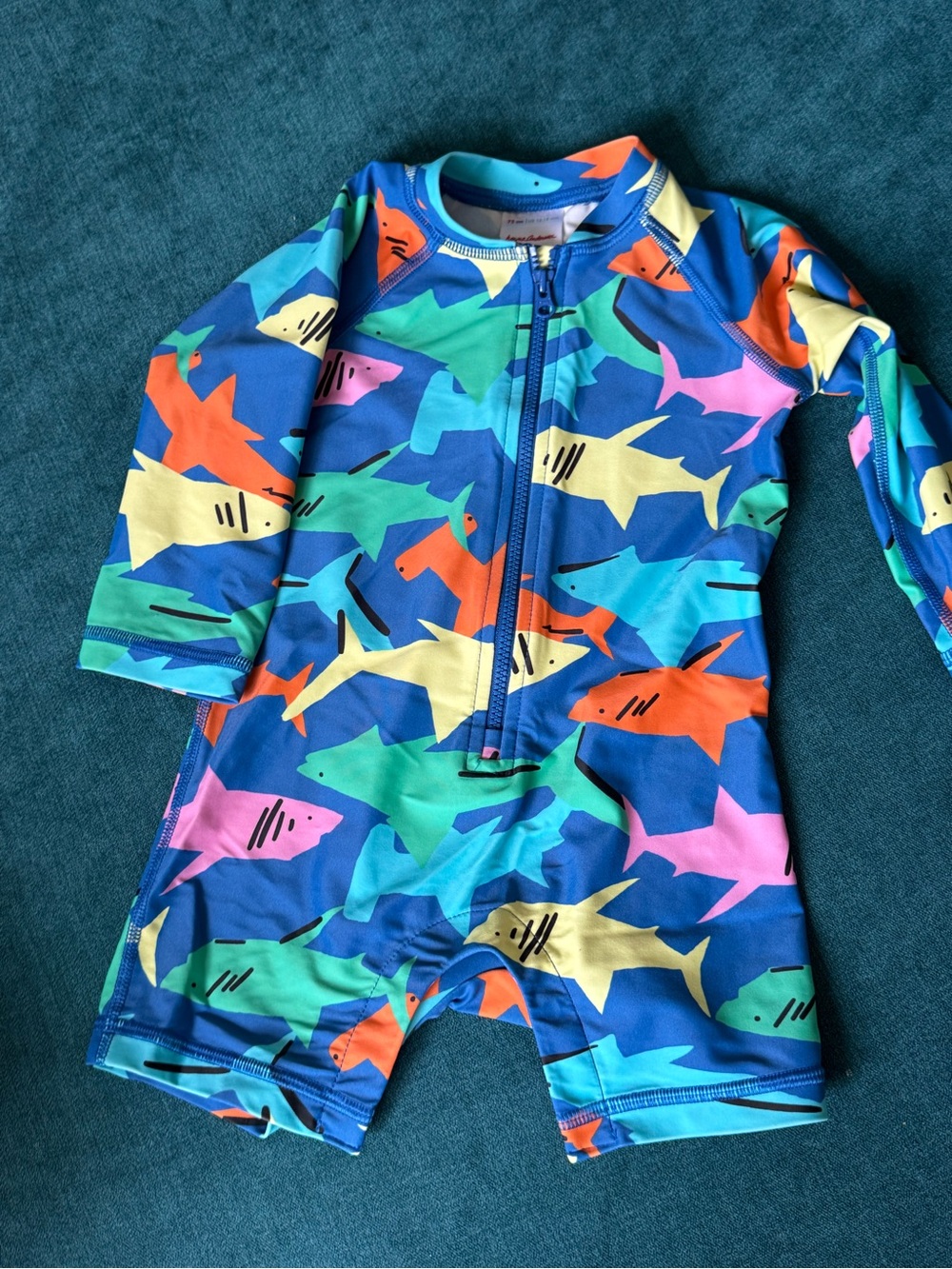 Hanna Andersson Baby Long Sleeve Shark Print Rash Guard Swimsuit - 12-18 months